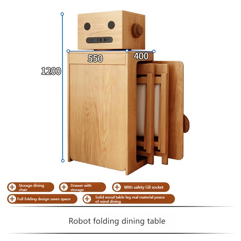 [Pre-order] Japanese-style household folding dining table and sideboard integrated space-saving dining table small apartment retractable simple solid wood leg table-Smart-Living
