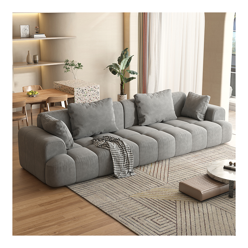 [Pre-order] Straight French sofa puff living room sofa set carton packaging simple cream style modular sofa-Smart-Living