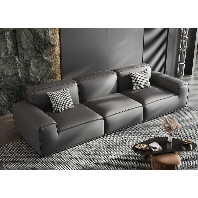 [Pre-order] Modernist Big Black Bull Sofa Brushed Fabric Leather Upholstered Sofa Set Furniture