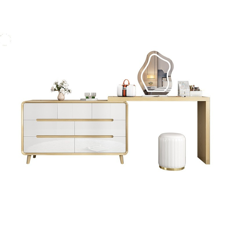 【pre order】Nordic dresser, home storage cabinet, new Chinese solid wood frame, bedroom-Smart-Living