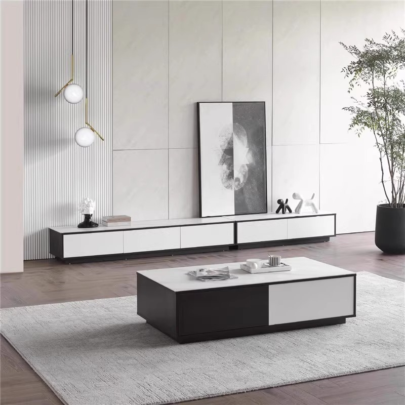 PRE ORDER / BTO PACKAGE - VR - Coffee Table - FD-615 Minimalist Porcelain Slab Coffee Table - Modular & Space-Saving for Small Homes