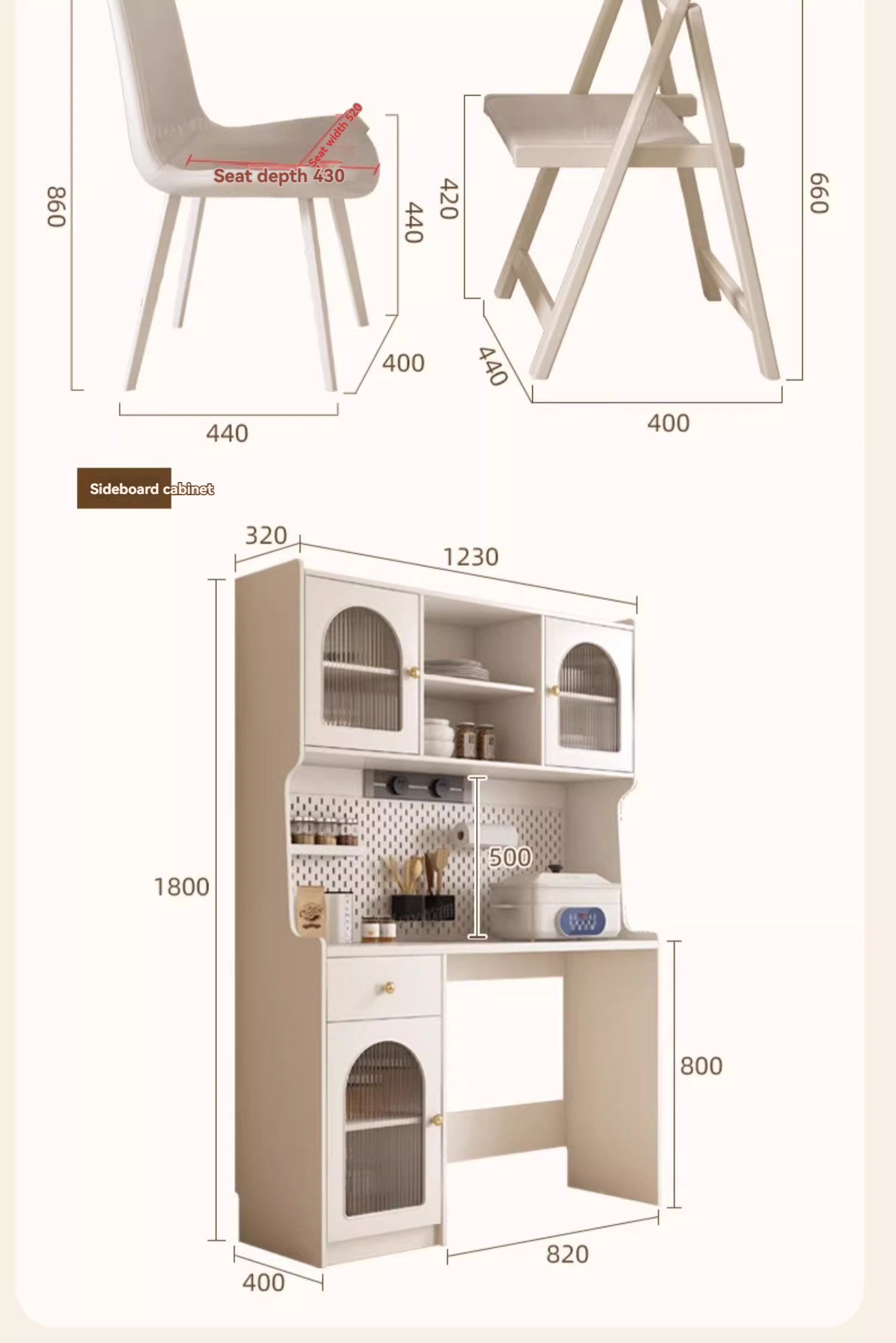 [Pre-order] Oulang Cream wind folding rock plate dining table and chairs combination rental room home small household simple movable rectangular eating-Smart-Living