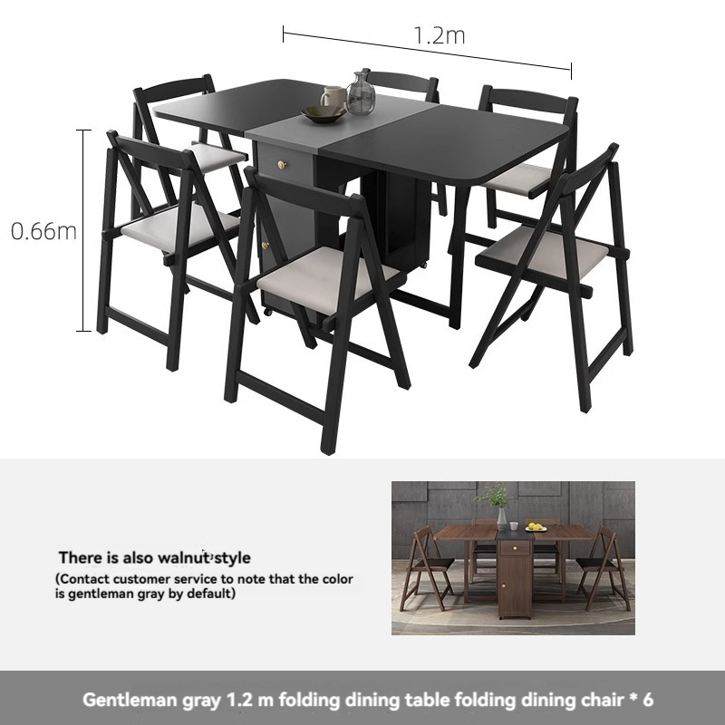 [Pre-order] Oulang Scandinavian simple living room dining table and chairs combination of modern small household household restaurant foldable rectangular eating table-Smart-Living