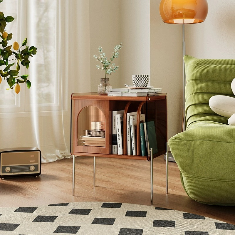 [Pre-order]  Solid wood bedside table simple modern Nordic retro small cabinet locker multifunctional shelf bedroom bedside cabinet-Smart-Living