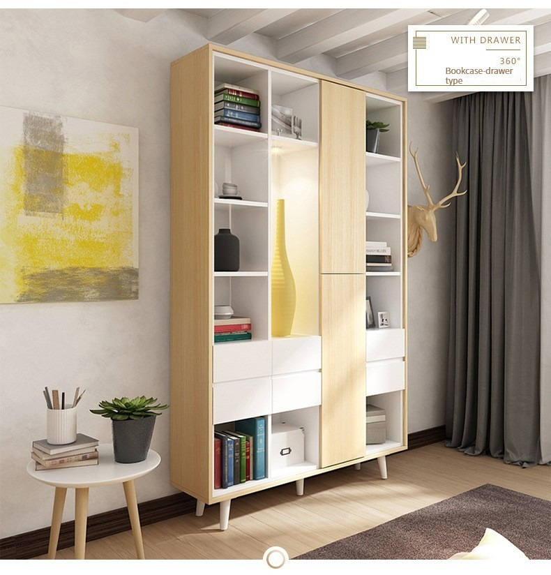 [Pre-order] Nordic Style Painted Bookcase with Doors, Multi-functional Storage Bookshelf with Large Capacity Drawers, Storage Wardrobe for Books and Items.-Smart-Living