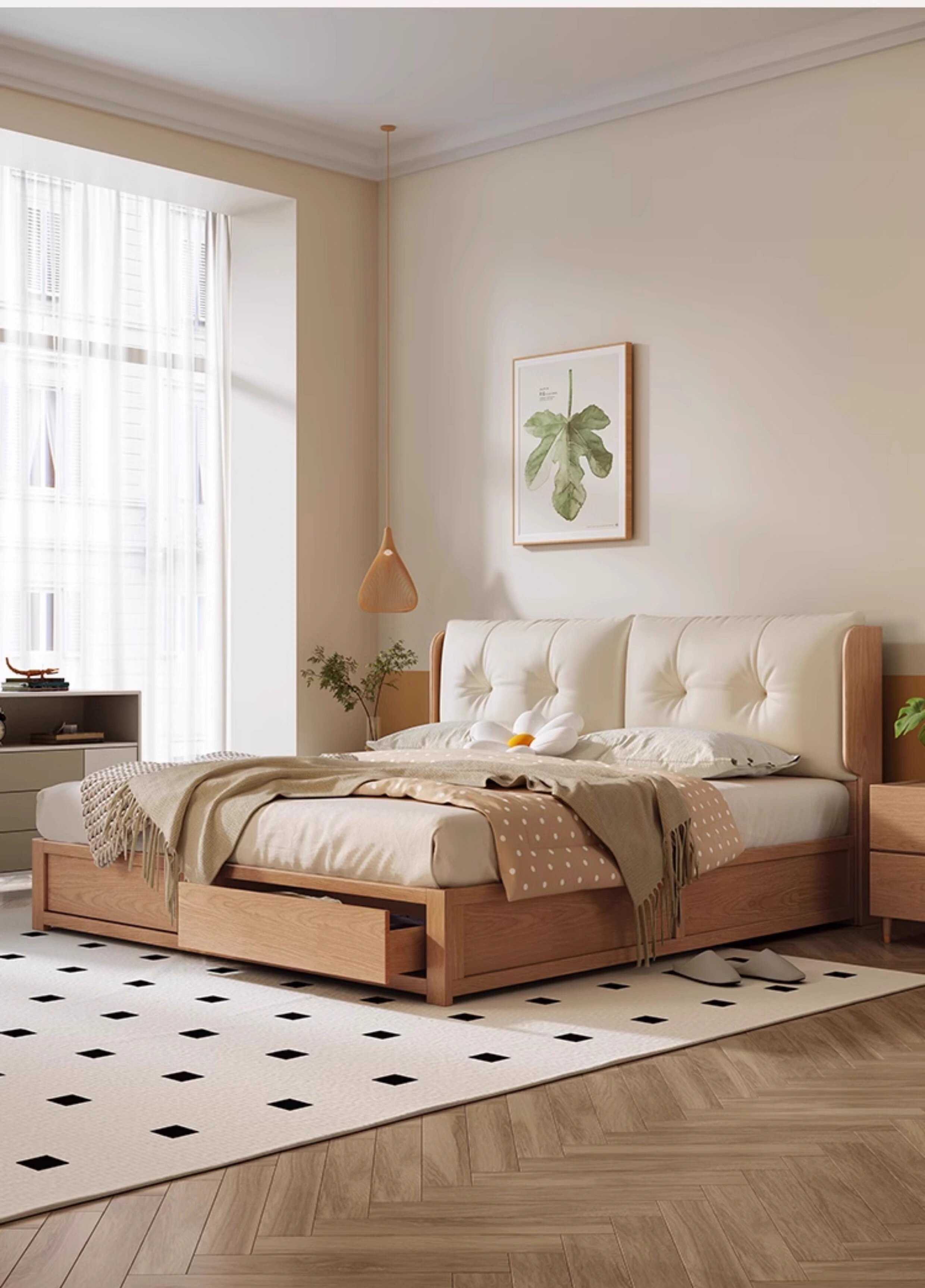 [Pre-order]  Bed Modern simple tatami bed box Storage Storage bed Small master bedroom double bed Log air bed-Smart-Living