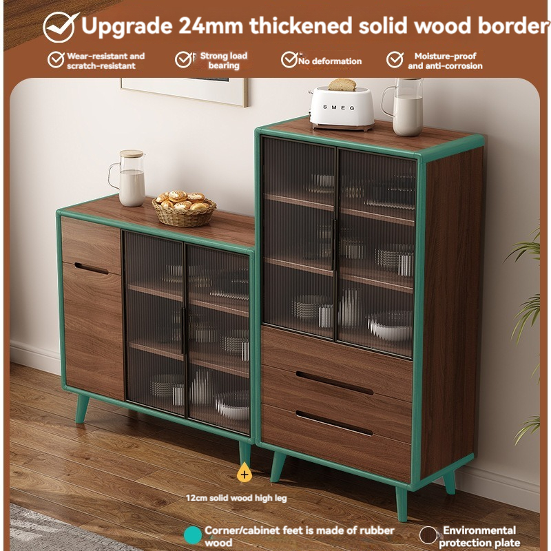 [pre order]New Chinese sideboard, solid wood color storage cabinet, wall storage cabinet, tea cabinet, integrated household living room sideboard-Smart-Living