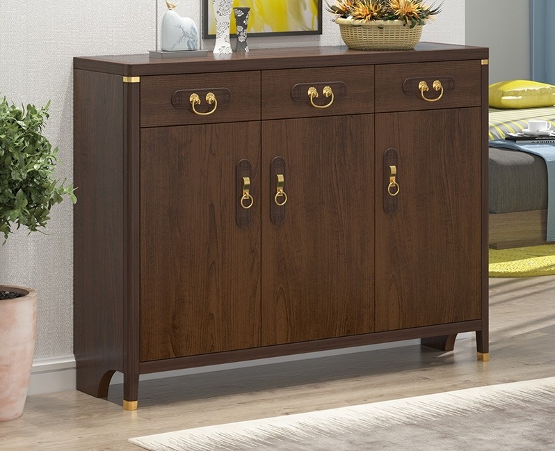[Pre-order]  New Chinese shoe cabinet Home doorway doorway cabinet Solid wood frame storage cabinet Simple modern balcony foyer storage shoes cabinet-Smart-Living