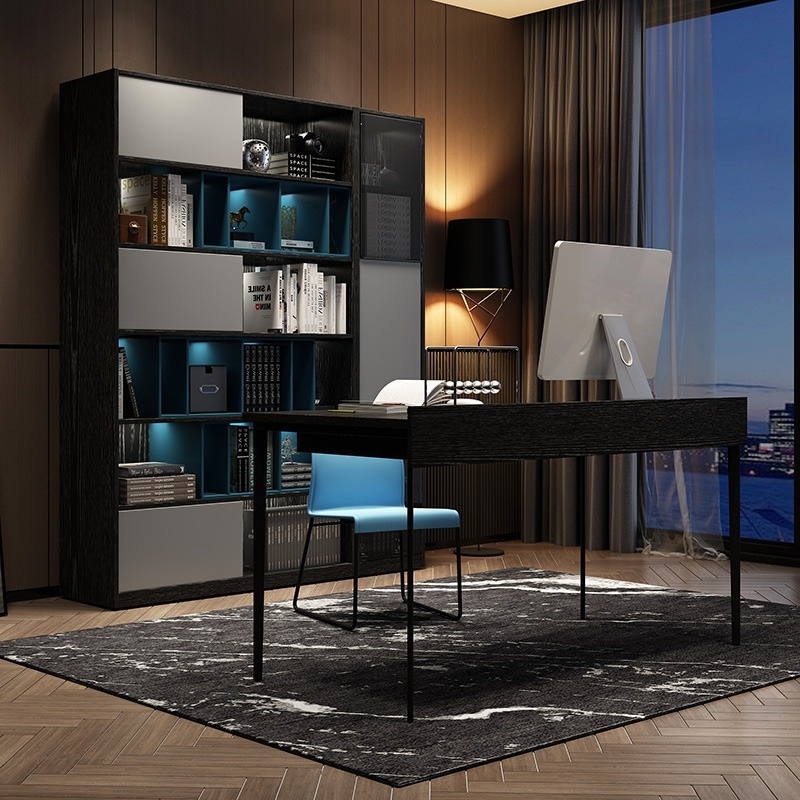 [Pre-order]  Italian minimalist glass door bookcase household living room floor storage rack bedroom study bookshelf combination.-Smart-Living