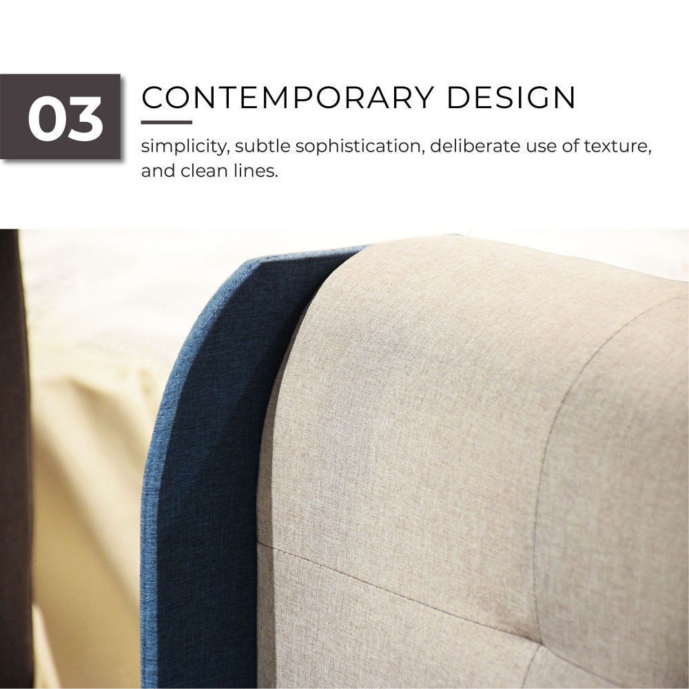 [pre order]Bed Frame Upholstered Bed with Buttoned Design Headboard, Fabric Bed Frame, Easy Assembly，No mattress-Smart-Living