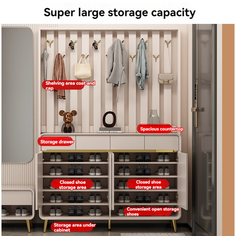 [Pre-order] Modern Simple Hanger Shoe Cabinet Home Door Entry Closet Living Room With Shoe Stool-Smart-Living