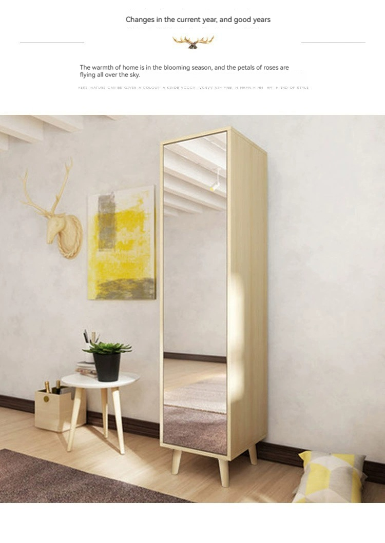 [Pre-order]  Nordic wardrobe minimalist modern bedroom single mirror cabinet rental small apartment wardrobe-Smart-Living