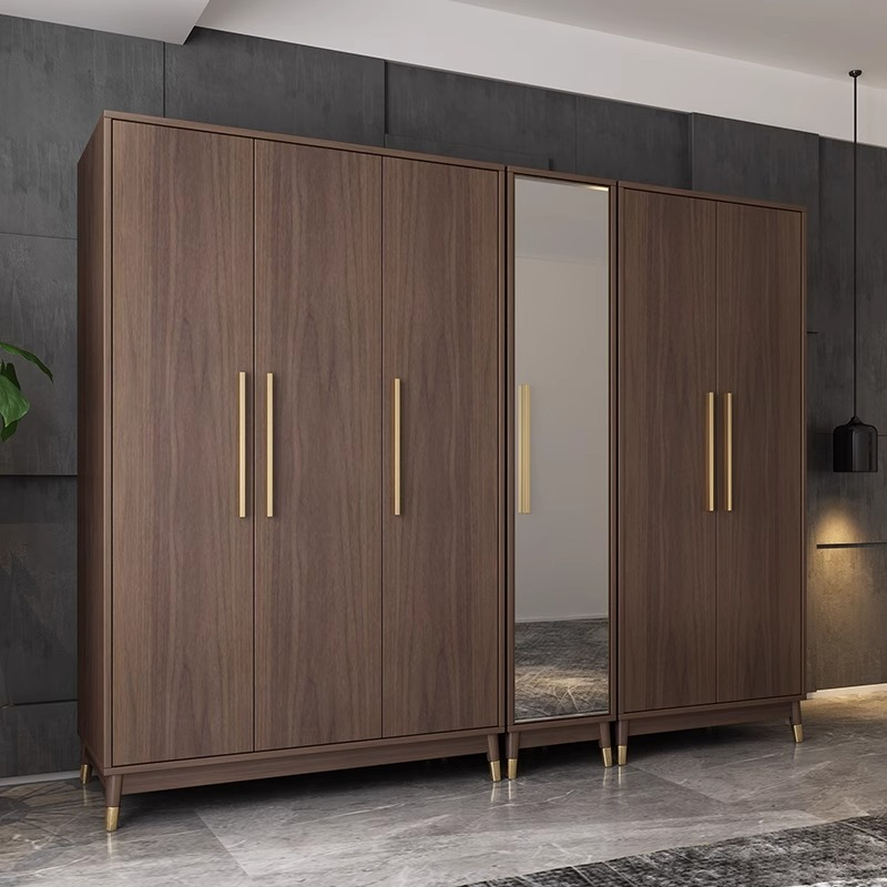 [Pre-order] Oulang Scandinavian simple solid wood feet assembly bedroom flat door small wardrobe modern small household economy dressing mirror combination-Smart-Living