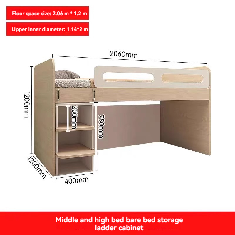 【Showroom】 Children's bed Boy simple half-height bed small apartment mid-height bed with desk wardrobe tatami multifunctional combination bed-Smart-Living