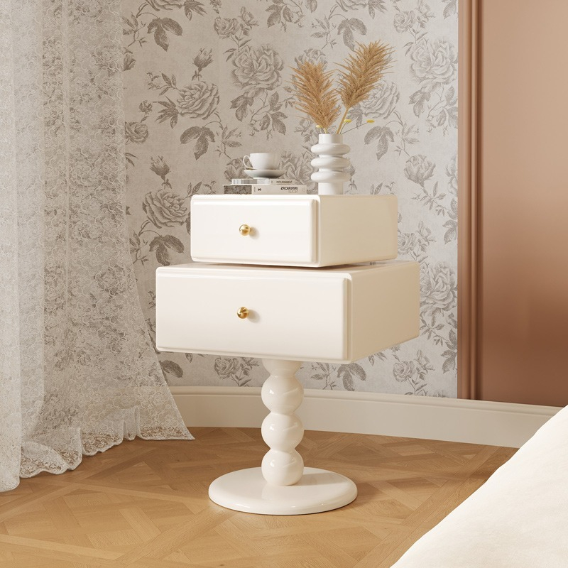 [Pre-order]  Creamy sugar cube bedside table, modern simple small multi-functional French light luxury bedroom, creative storage bedside cabinet-Smart-Living