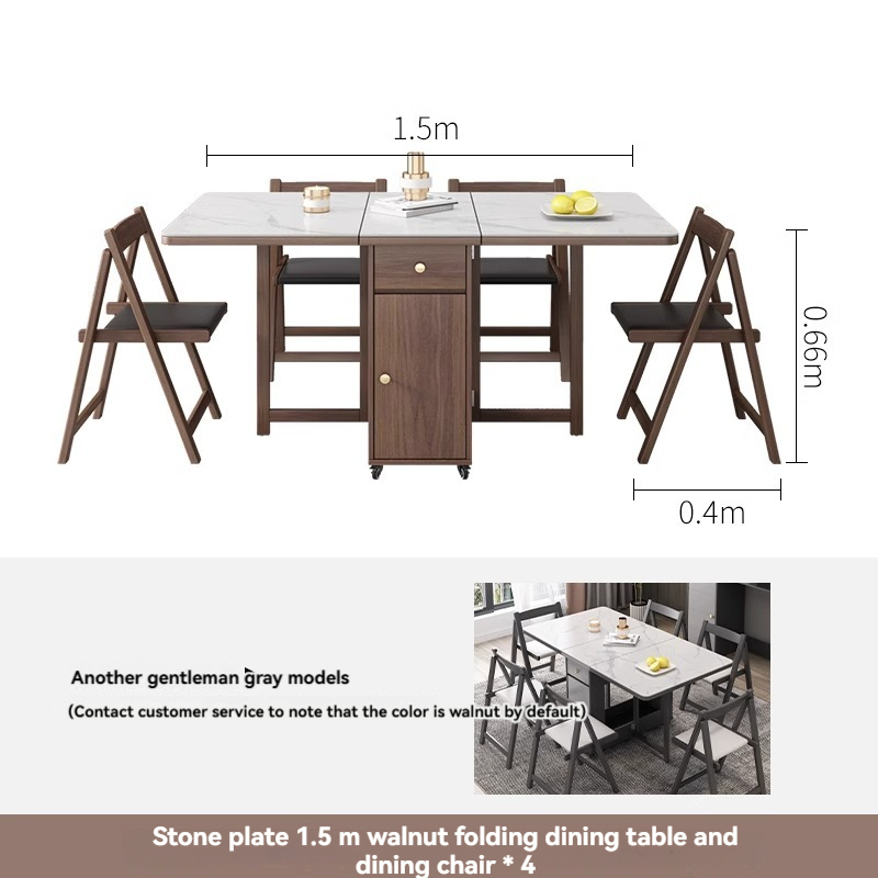 [Pre-order] Oulang Scandinavian style retractable dining table and chairs combination household small household modern simple multi-function living room folding dining table-Smart-Living