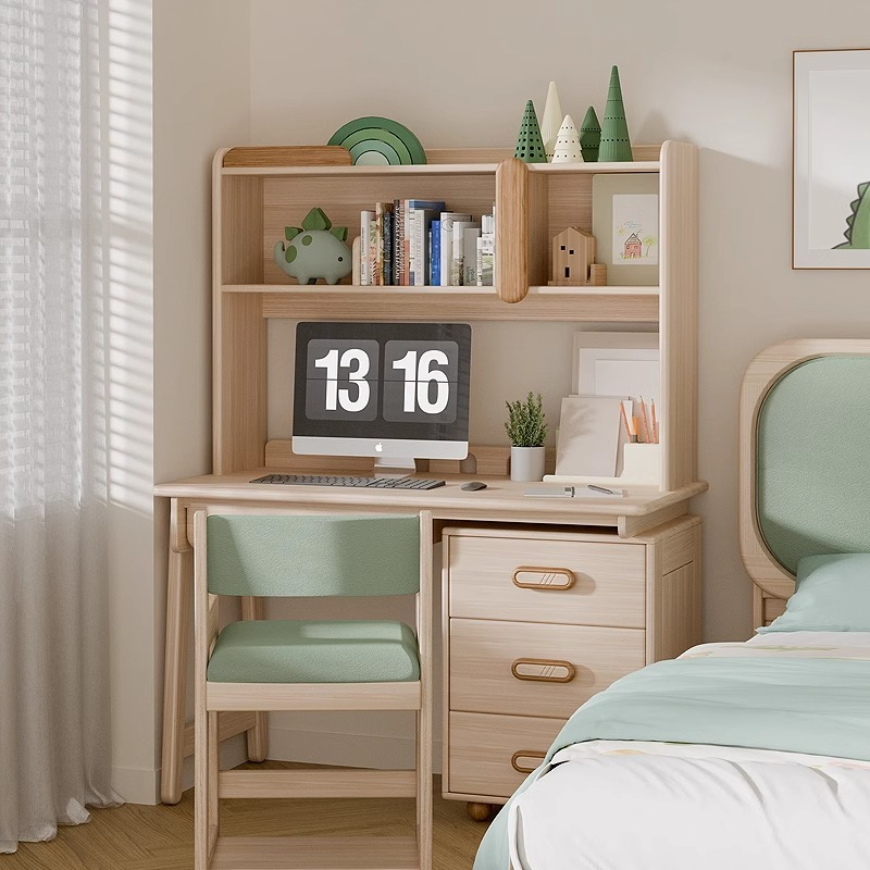 All solid wood children's learning desk, writing desk and chair set, single computer desk, combination desk, multifunctional desk-Smart-Living