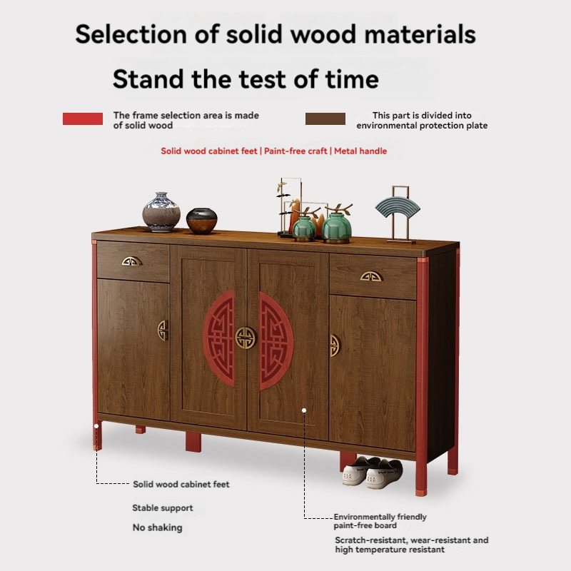 [Pre-order]  New Chinese shoe cabinet Home door entry door cabinet Solid wood frame storage cabinet living room partition storage cabinet door hall cabinet-Smart-Living