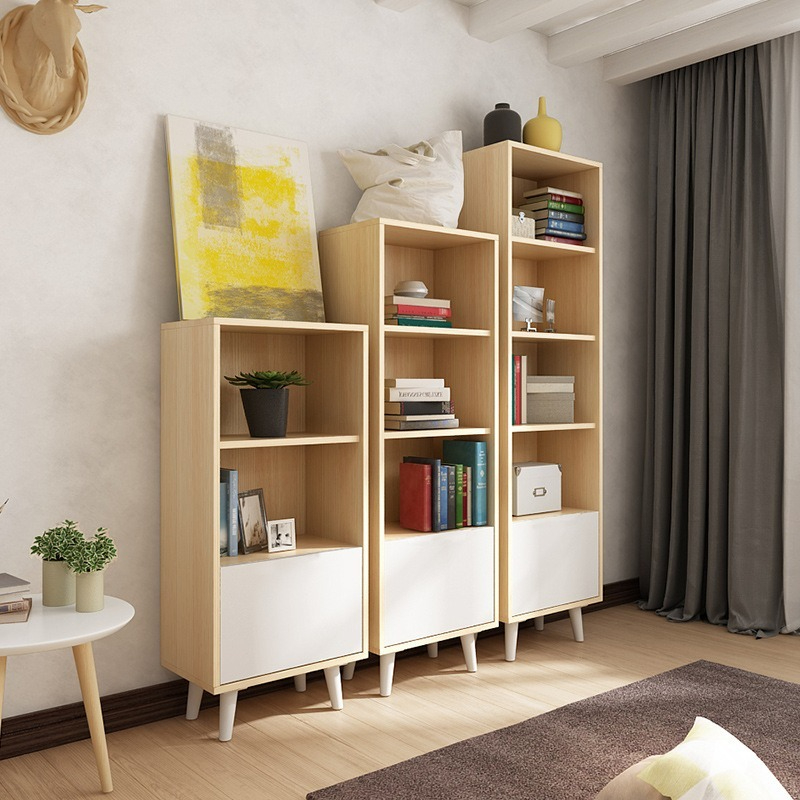 [Pre-order]  Nordic minimalist modern board bookcase shelf combination with cabinet door, creative and simple bookshelf for wholesale-Smart-Living