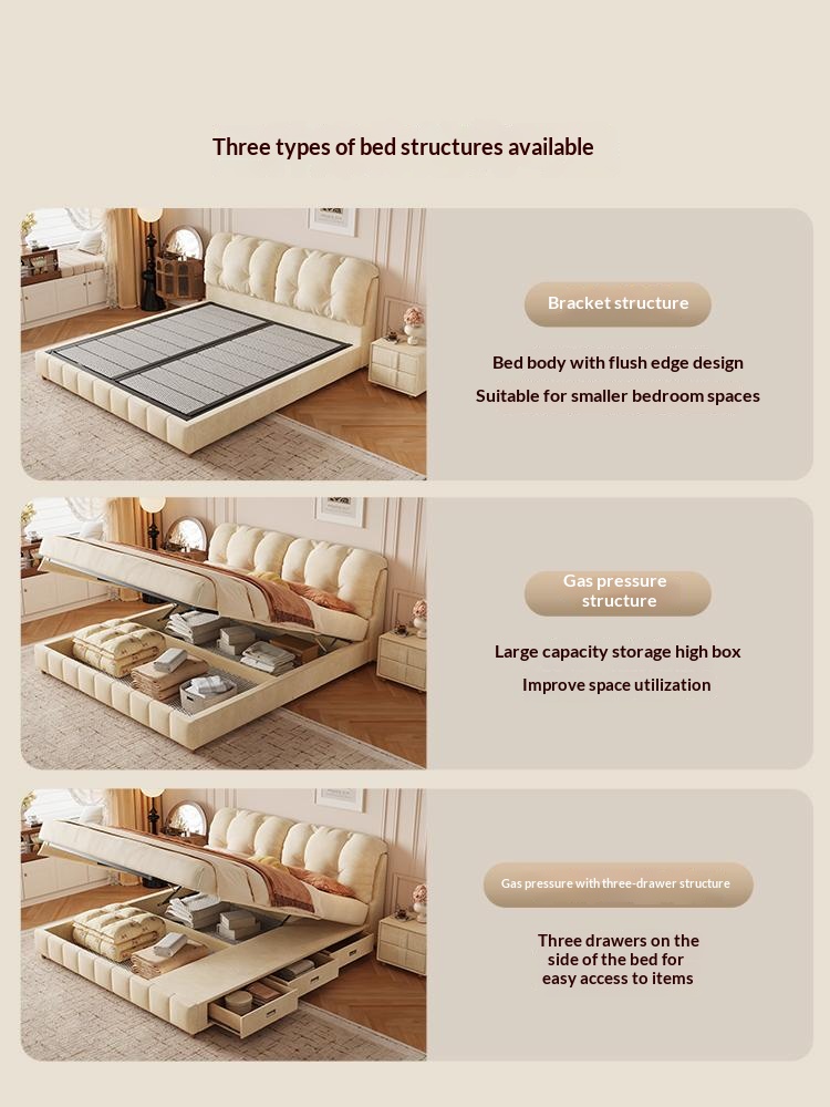 [PRE-ORDER] French Cream-Style Upholstered Cloud Bed for Master Bedroom