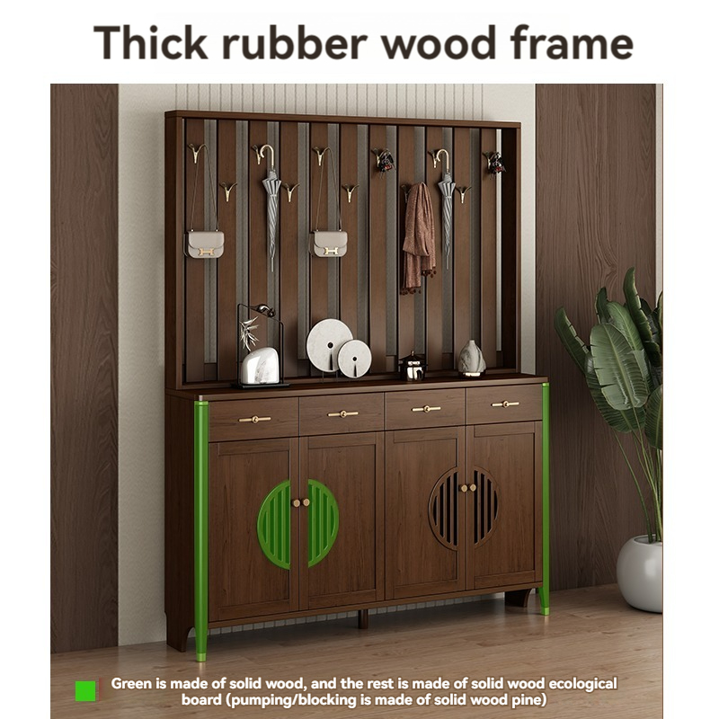 [Pre-order]  New Shoe Cabinet Solid Wood Modern Home Door Hanger One Porch Cabinet With Shoe Stool Partition Cabinet-Smart-Living