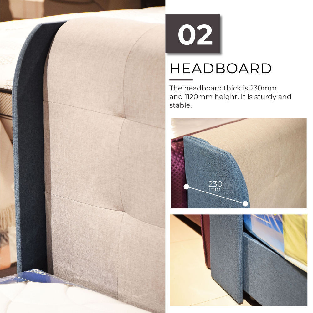 [pre order]Bed Frame Upholstered Bed with Buttoned Design Headboard, Fabric Bed Frame, Easy Assembly，No mattress-Smart-Living