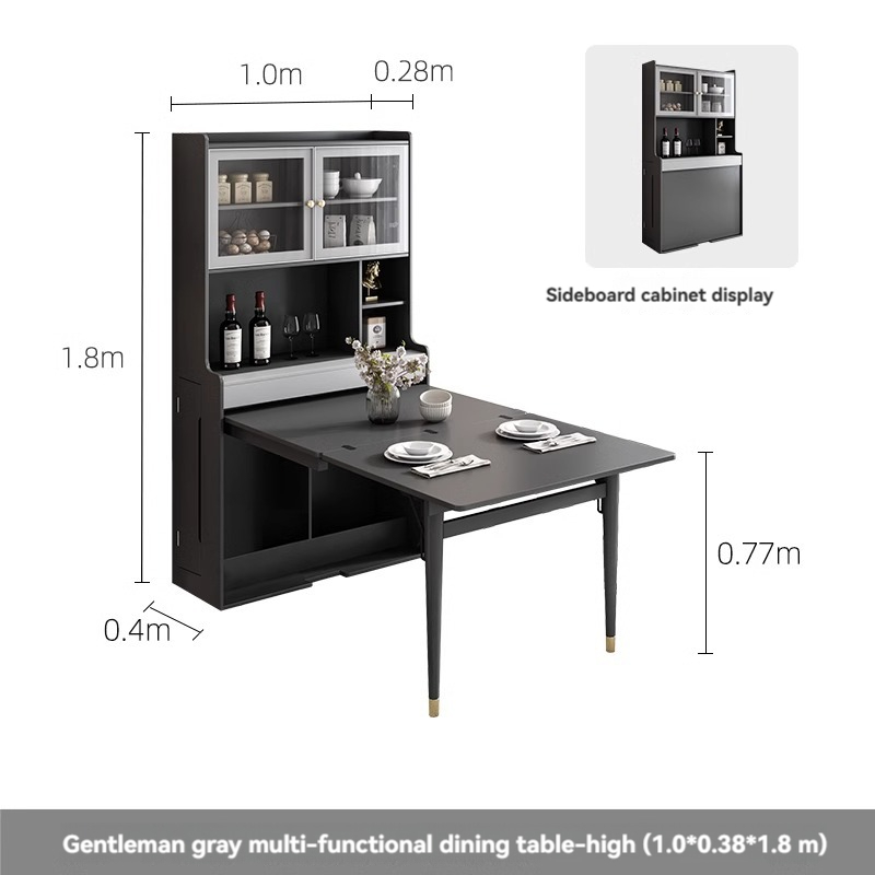 [pre-order] Oulang Scandinavian modern simple small household foldable retractable dining table dining table bar all-in-one household multifunctional table-Smart-Living