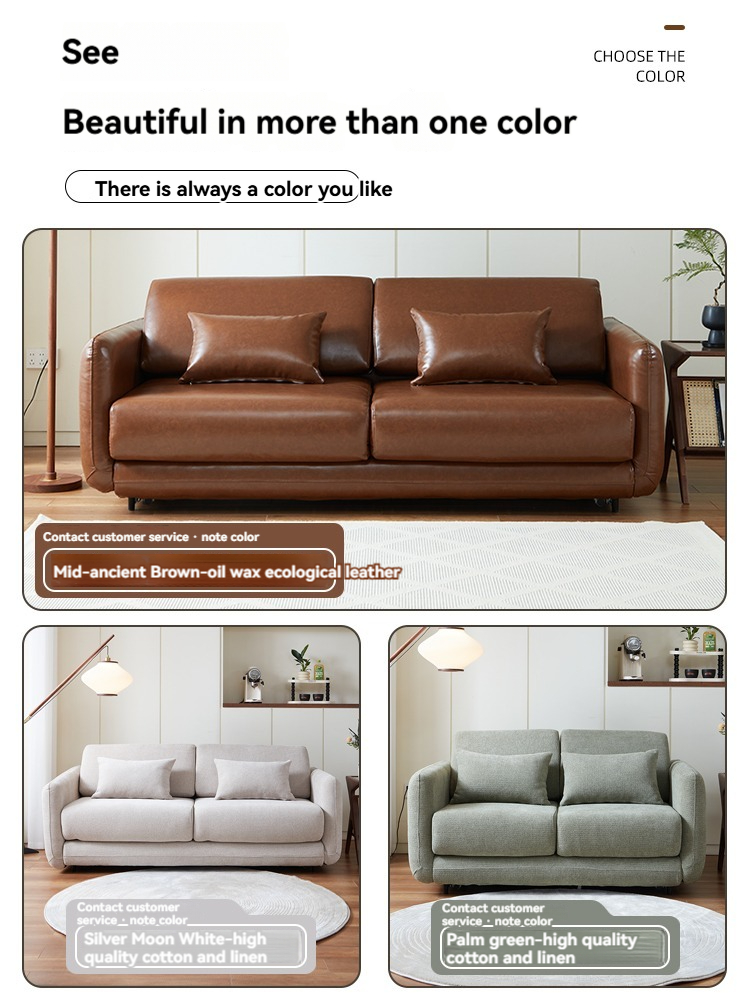 [Pre-order] T188 new Italian antique style ecological leather living room bedroom flat one folding dual-use straight sofa bed-Smart-Living