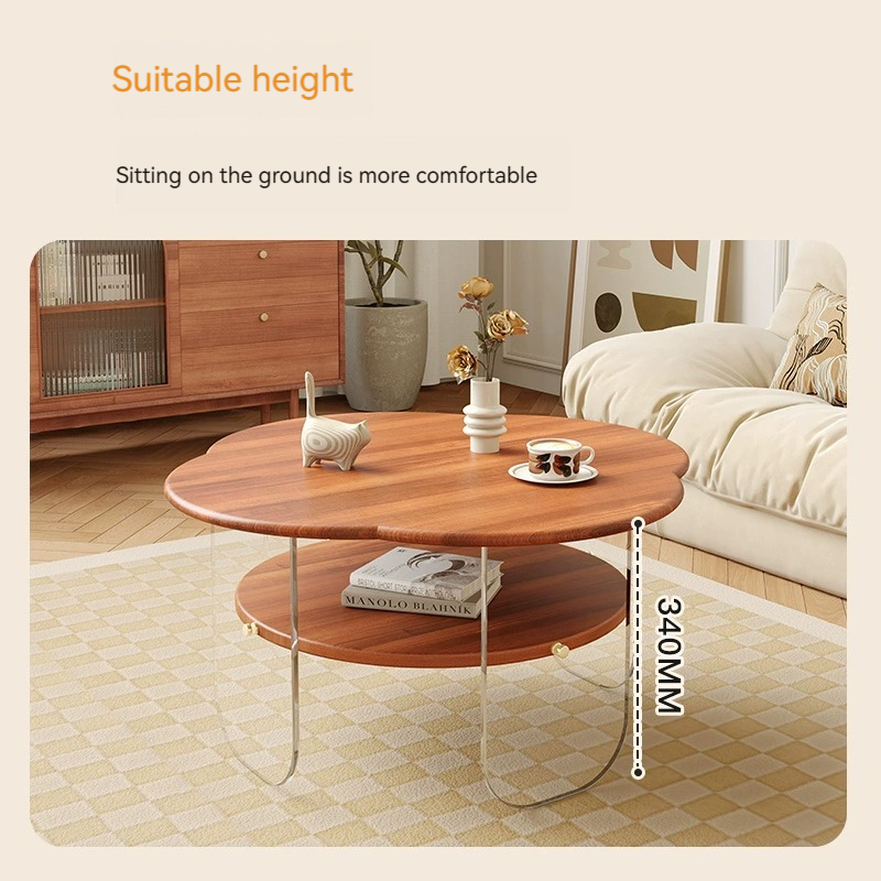[Pre-order]  Solid wood simple coffee table, modern small household, home retro style, Nordic small table, French cream style tea table-Smart-Living