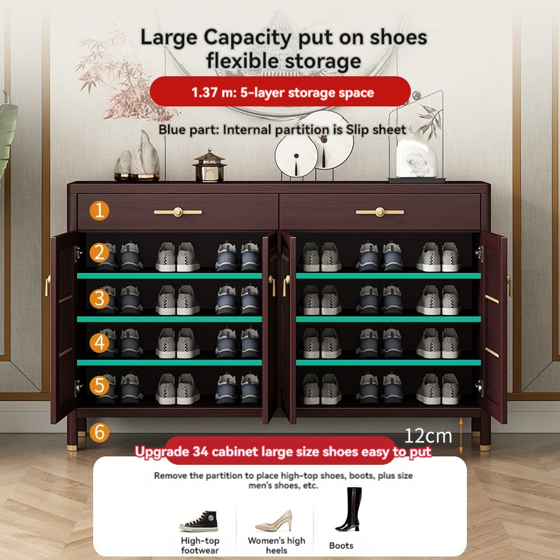 [Pre-order]  New Chinese shoe cabinet all solid wood breathable household doorway indoor large capacity storage cabinet multi-function entrance hall cabinet-Smart-Living