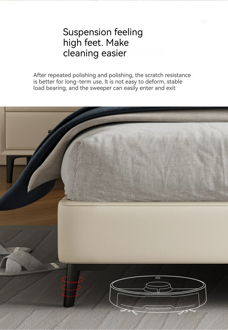 [Pre-order]  WM Modern Simple Leather Bed Light Luxury Master Bedroom Double Wedding Bed 1.5 Italian Minimalist Soft Bag King Bed 1.8 meters-Smart-Living