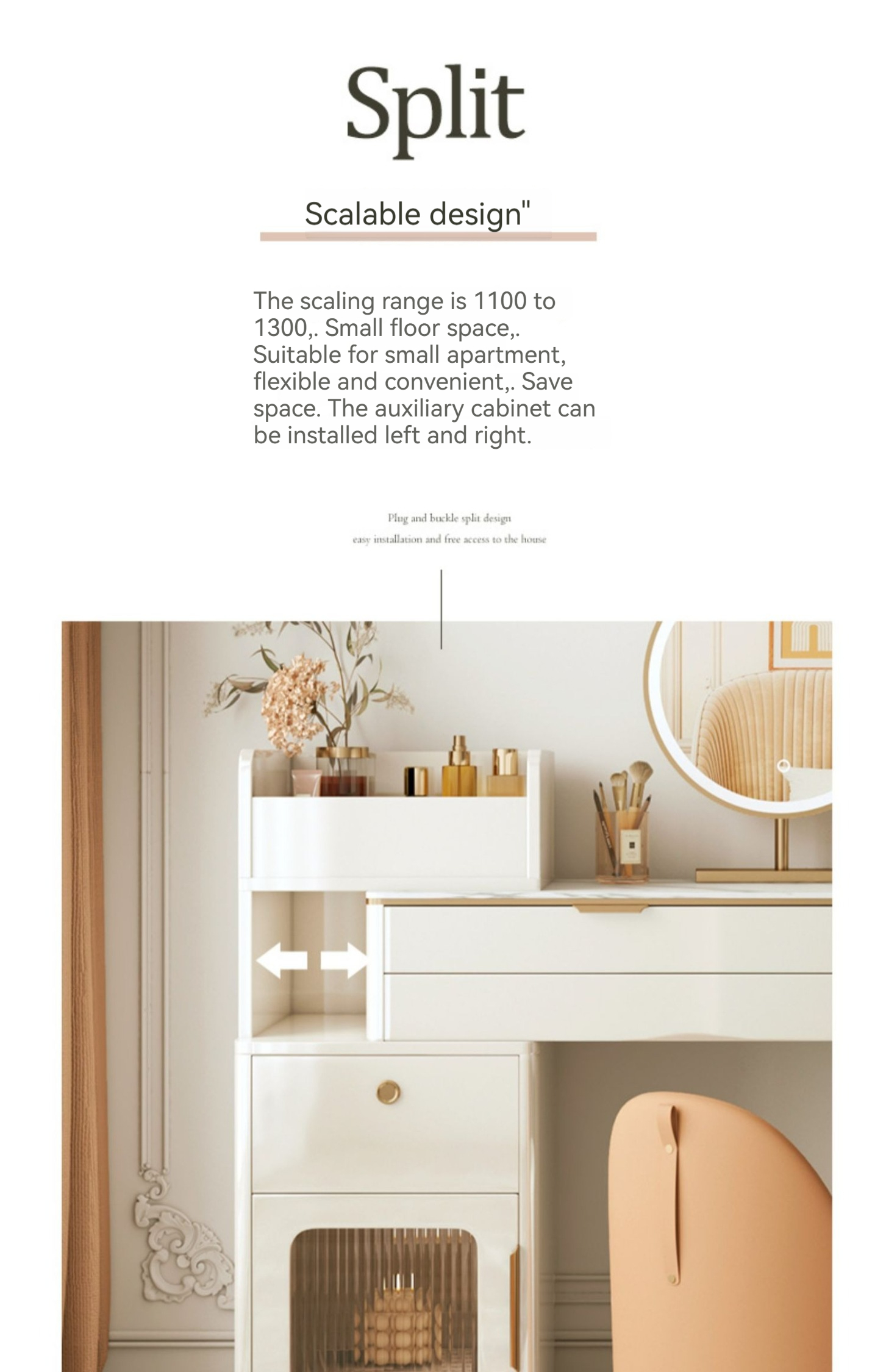 Light luxury slate multifunctional French cream fingerprint lock dresser bedroom modern simple makeup table storage integration-Smart-Living