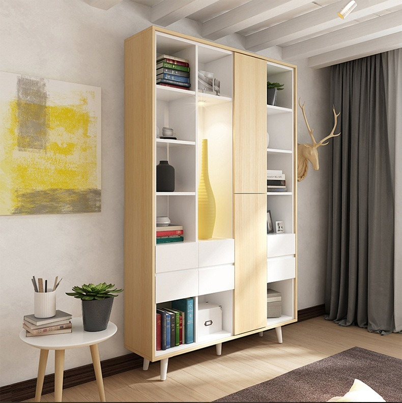 [Pre-order] Nordic Style Painted Bookcase with Doors, Multi-functional Storage Bookshelf with Large Capacity Drawers, Storage Wardrobe for Books and Items.-Smart-Living