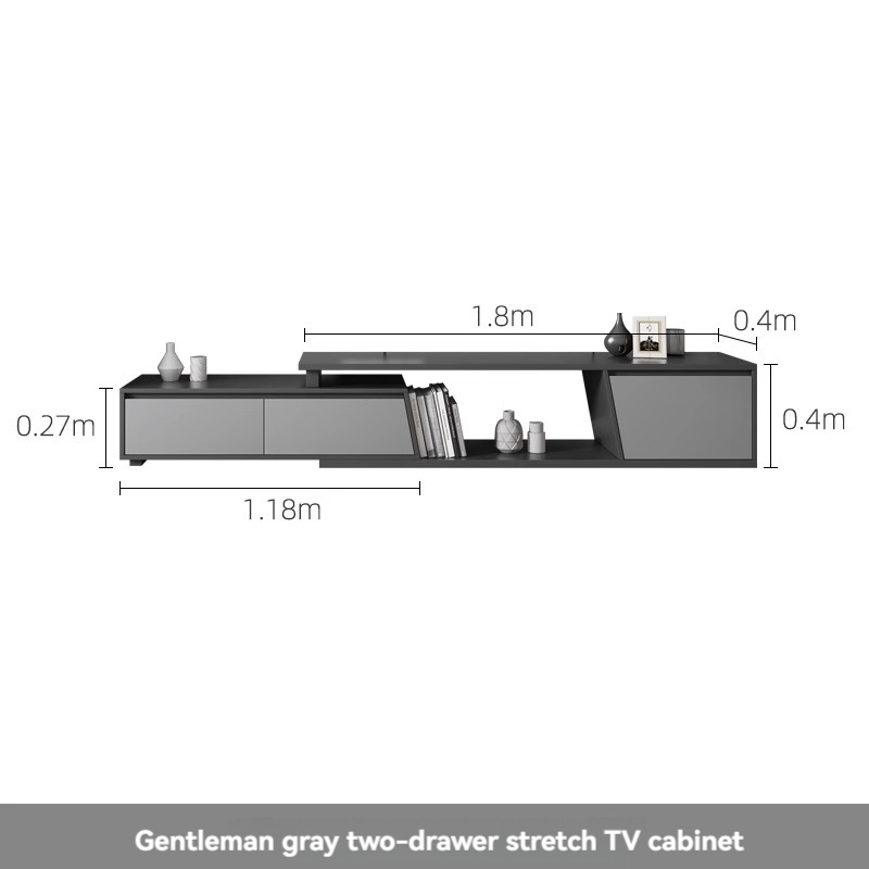 [Pre-order] Oulang Scandinavian simple living room coffee table and TV cabinet combination modern style home retractable creative grey floor cabinet-Smart-Living