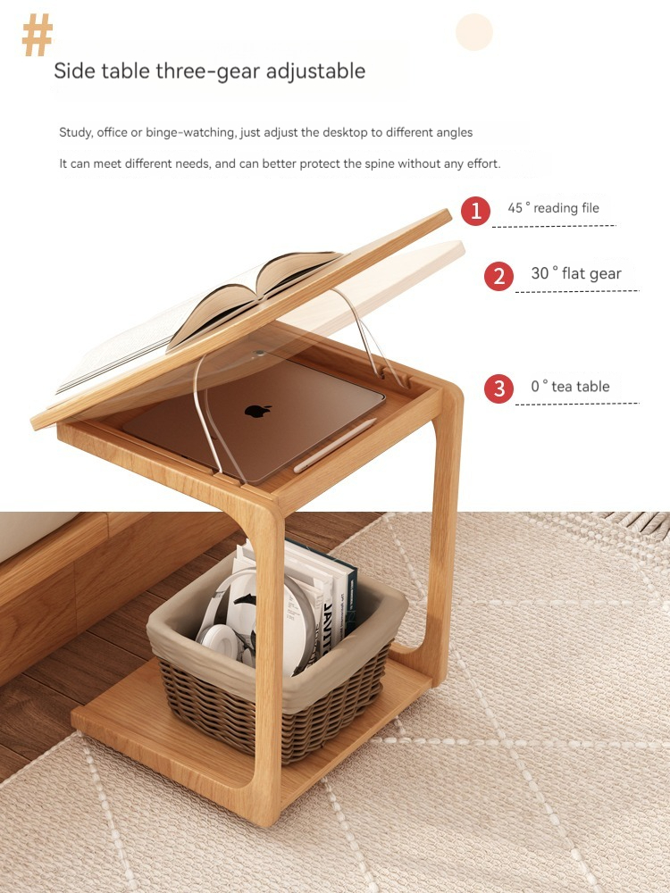 [Pre-order] Japanese style log style coffee table solid wood living room home small apartment wabi-sabi style Changhong glass multi-functional mobile side table-Smart-Living