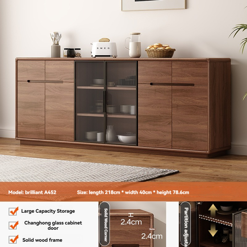 [pre order]New Chinese sideboard, solid wood color storage cabinet, wall storage cabinet, tea cabinet, integrated household living room sideboard-Smart-Living