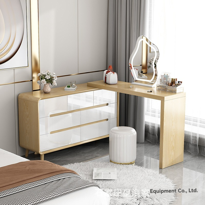 【pre order】Nordic dresser, home storage cabinet, new Chinese solid wood frame, bedroom-Smart-Living