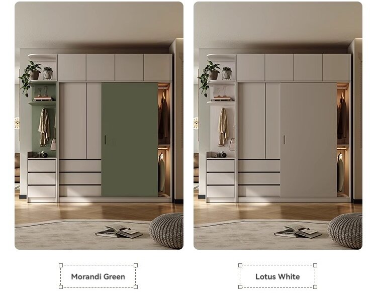 [Pre-order] Modern simple solid wood ecological board wardrobe bedroom home sliding door wardrobe sliding door moving door storage storage cabine-Smart-Living