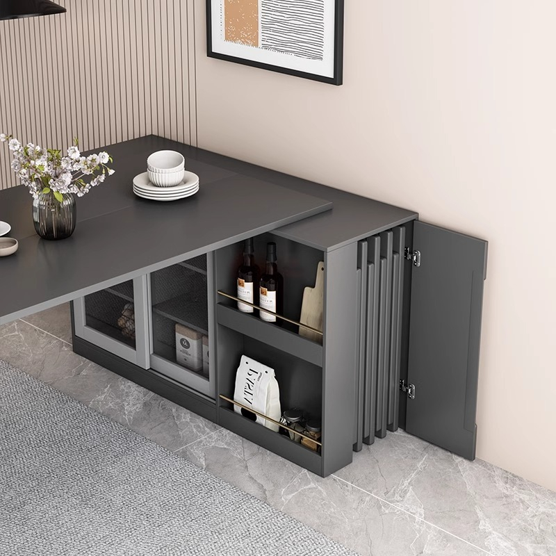 [Pre-order] Oulang Scandinavian modern simple household small household dining table dining side cabinet integrated multi-functional retractable folding dinner table-Smart-Living