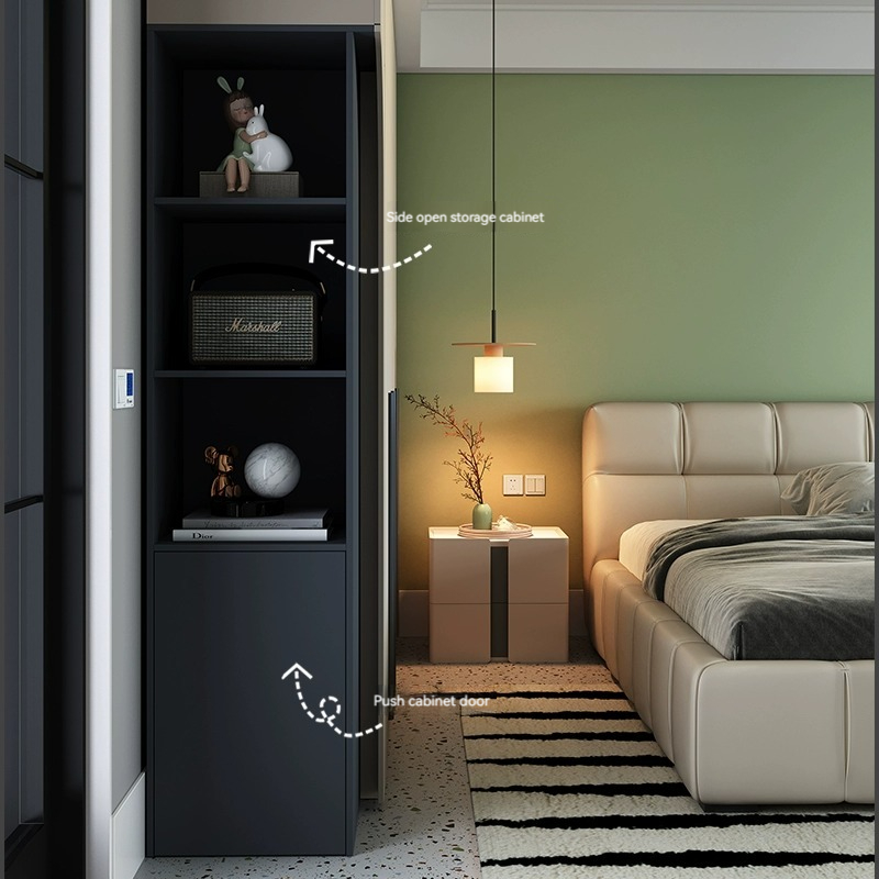 [Pre-order]  Cream style wardrobe, home bedroom, modern simplicity, one to top swing door, four or five doors to store storage, large wardrobe-Smart-Living
