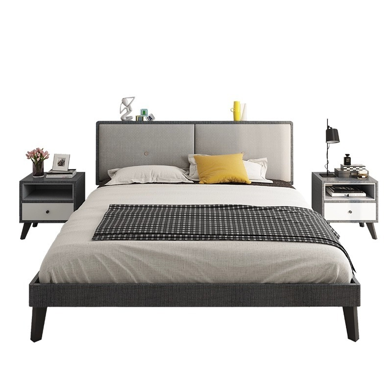 [Pre-order]  Nordic bedroom single bed modern minimalist master bedroom 1.8m bed apartment small size wedding bed double bed-Smart-Living