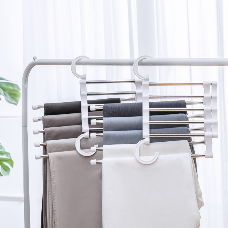 [Pre-order] Nachuan household white stainless steel trouser rack multifunctional trouser rack (elegant white)-A0115-Smart-Living