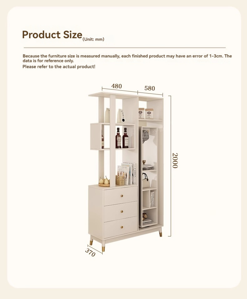 [Pre-order] Oulang 2024 Cream Wind Solid Wood Partition Entrance Cabinet Modern Small House Living Room Cabinet Shoe Cabinet Door Cabinet-Smart-Living