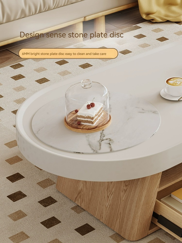 [Pre-order] Cream style coffee table living room small household modern minimalist designer Japanese log style coffee table TV cabinet-Smart-Living