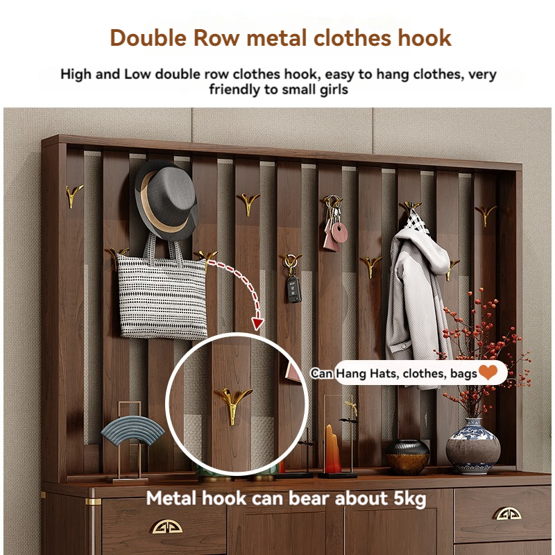 [Pre-order]  New Chinese shoe cabinet hangers against the wall of the household doorway doorway cabinet solid wood frame partition cabinet door coat cabinet-Smart-Living