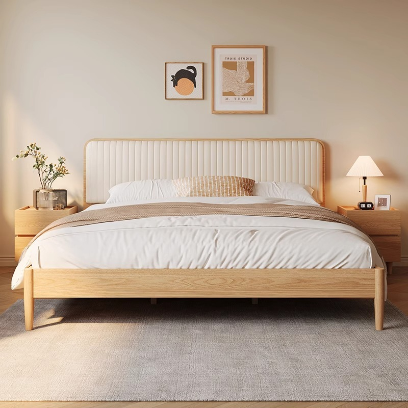 [pre-order]Modern and minimalist small-sized high box storage bed, double bed, master bedroom, wooden air pressure box type solid wood panel bed-Smart-Living