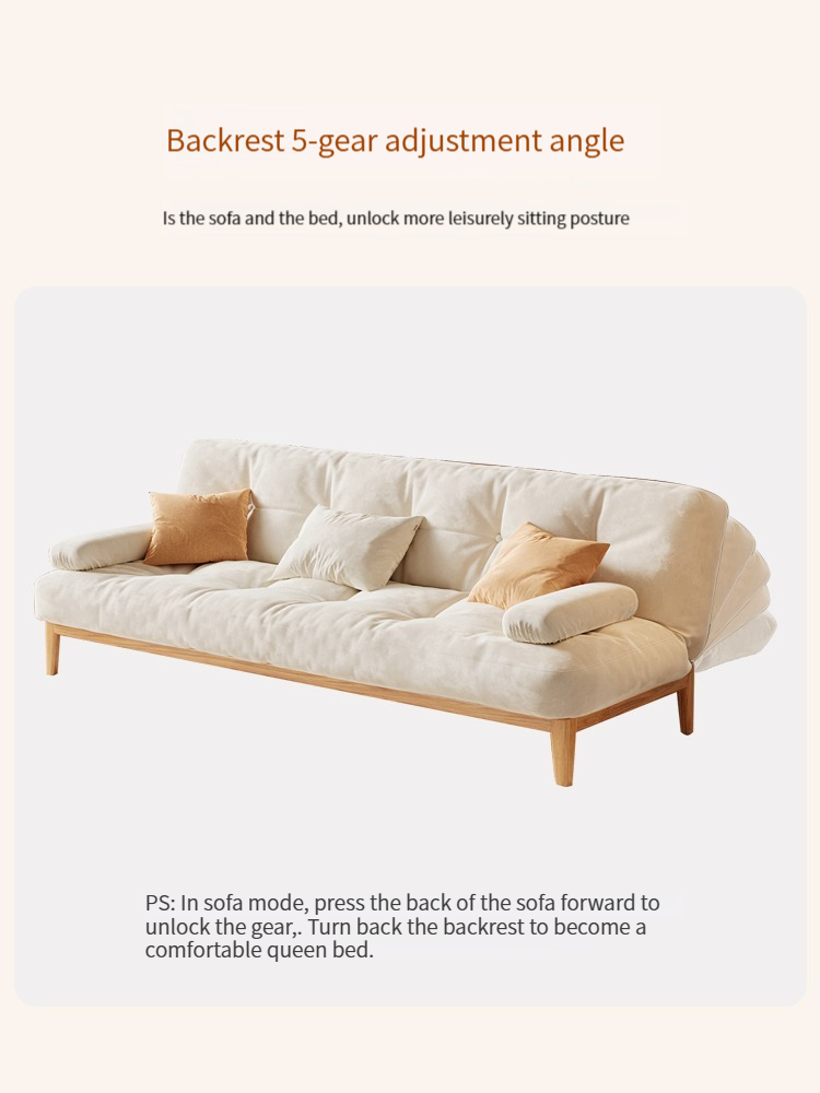 [Pre-order]  Japanese style sofa small solid wood feet living room simple technology cloth three-position Scandinavian side table storage function sofa-Smart-Living