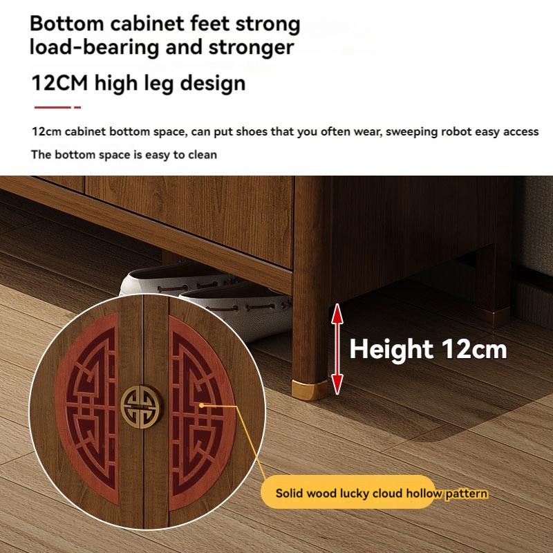 [Pre-order]  New Chinese shoe cabinet Home door entry door cabinet Solid wood frame storage cabinet living room partition storage cabinet door hall cabinet-Smart-Living