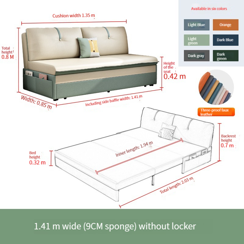 [Pre-order]  Technology cloth sofa bed can be folded and dual-purpose balcony, study room multi-function telescopic removable and washable small apartment without armrestless bed-Smart-Living