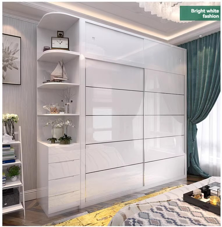 [Pre-order] Sliding door wardrobe modern simple paint overall sliding door large wardrobe bedroom panel combination-Smart-Living